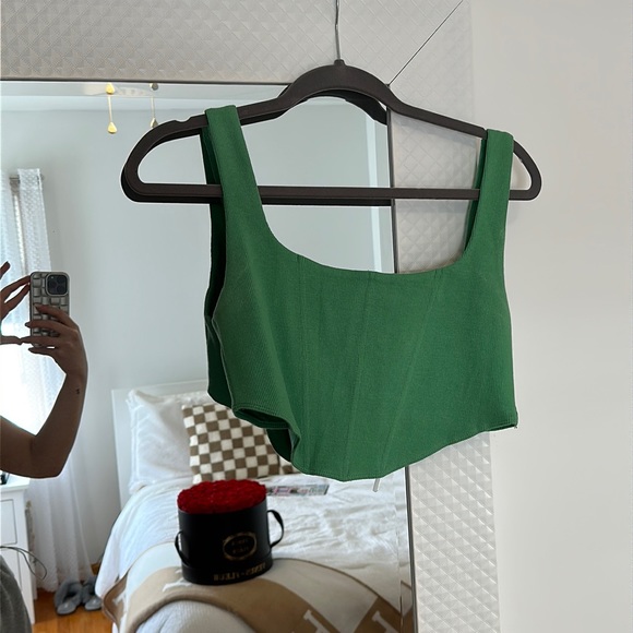 Princess Polly Tops Princess Polly Green Ribbed Corset Top Poshmark